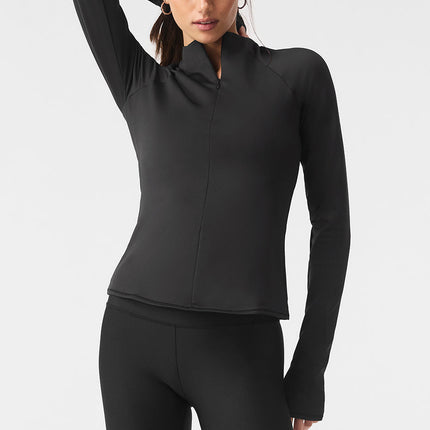 alo Women's Airlift Winter Warm 1/4 Zip Long Sleeve - Black