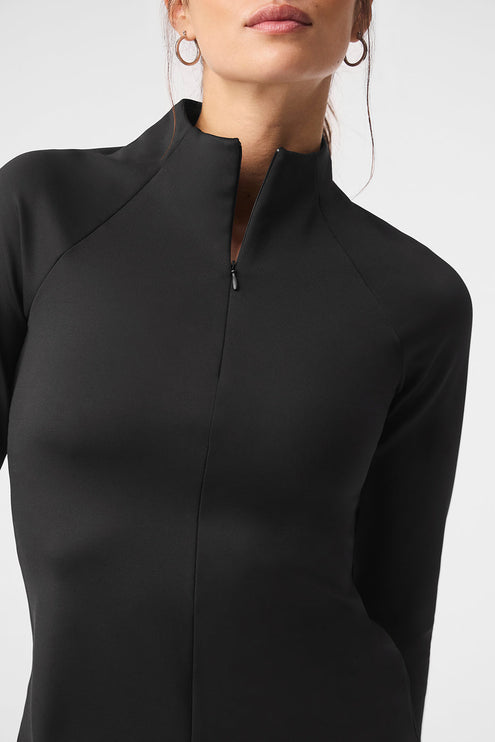 alo Women's Airlift Winter Warm 1/4 Zip Long Sleeve - Black