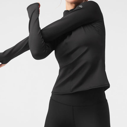 alo Women's Airlift Winter Warm 1/4 Zip Long Sleeve - Black