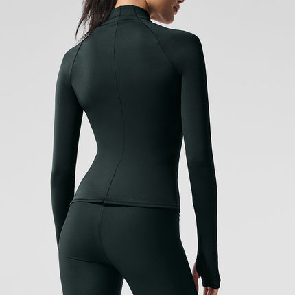 alo Women's Airlift Winter Warm 1/4 Zip Long Sleeve - Charcoal Green