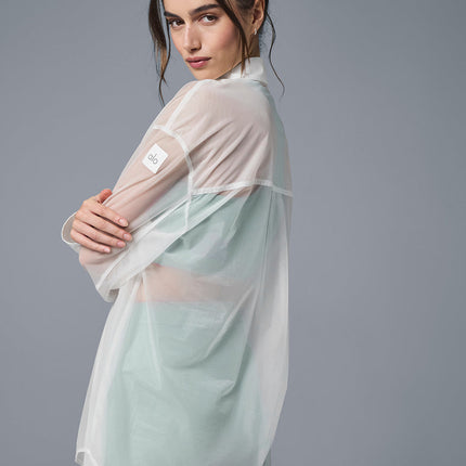 alo Women's Sheer Effusion Button Down Long Sleeve - White