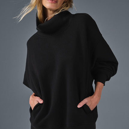 alo Women's Hazy Mock Neck Pullover - Black