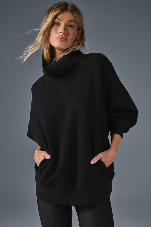 alo Women's Hazy Mock Neck Pullover - Black