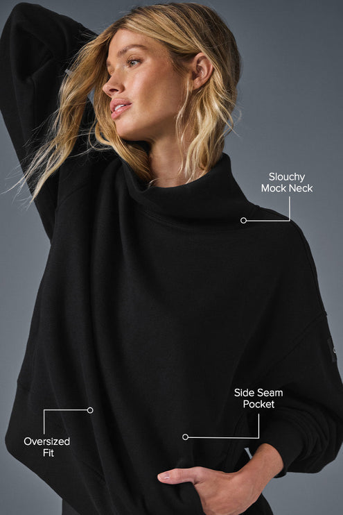 alo Women's Hazy Mock Neck Pullover - Black