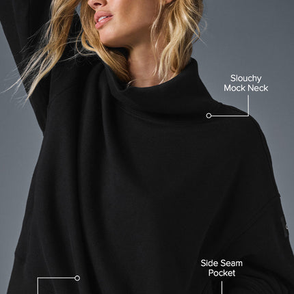 alo Women's Hazy Mock Neck Pullover - Black
