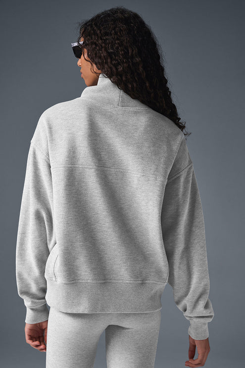 alo Women's Hazy Mock Neck Pullover - Athletic Heather Grey