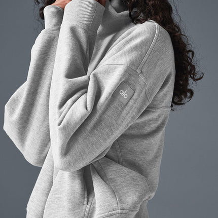 alo Women's Hazy Mock Neck Pullover - Athletic Heather Grey