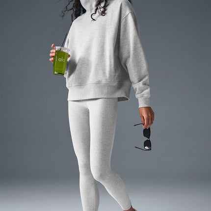 alo Women's Hazy Mock Neck Pullover - Athletic Heather Grey