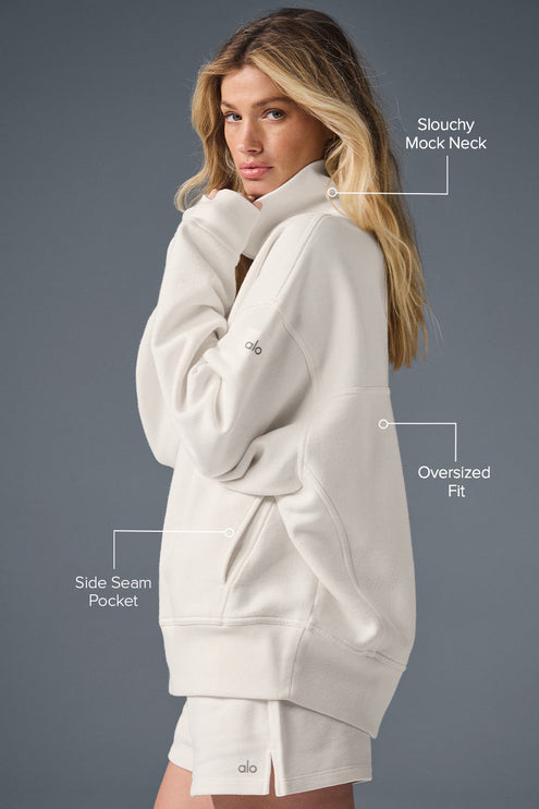 alo Women's Hazy Mock Neck Pullover - Ivory