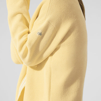 alo Women's Tennis Club Sweater Knit Cardigan - Warm Butter/White