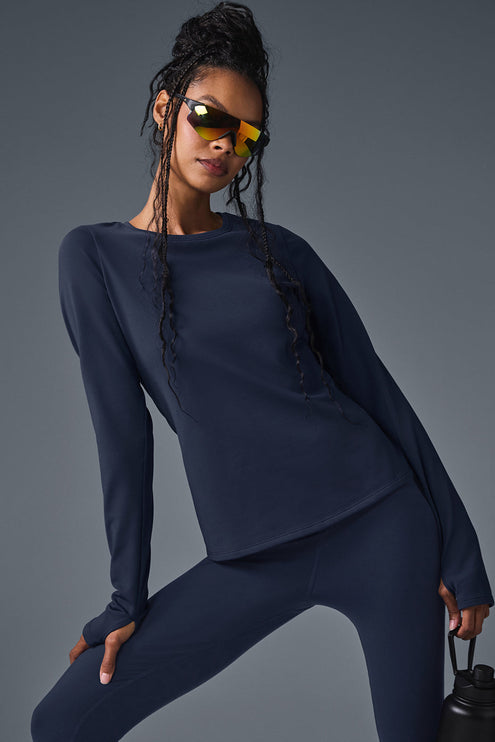 alo Women's Airbrush Winter Warm Nocturne Long Sleeve - Navy