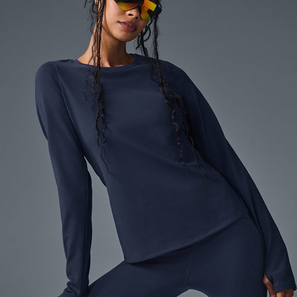 alo Women's Airbrush Winter Warm Nocturne Long Sleeve - Navy