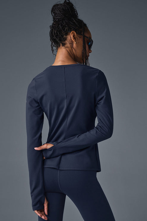 alo Women's Airbrush Winter Warm Nocturne Long Sleeve - Navy