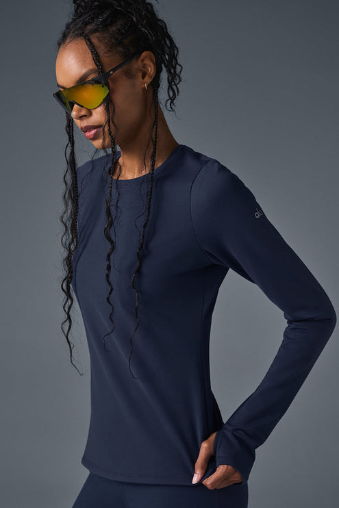 alo Women's Airbrush Winter Warm Nocturne Long Sleeve - Navy