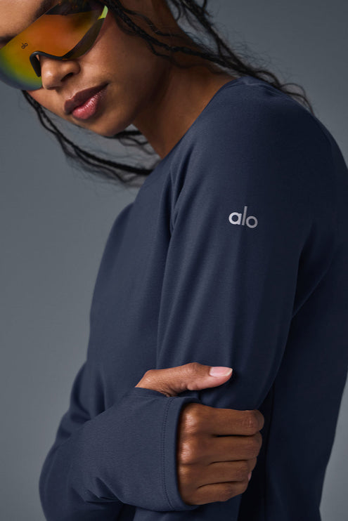 alo Women's Airbrush Winter Warm Nocturne Long Sleeve - Navy