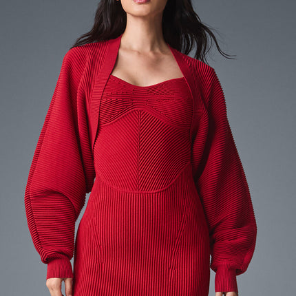 alo Women's Denim Knit Shawl - Bold Red/Dark Bold Red