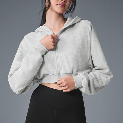 alo Women's Sweet Escape Zip Up Hoodie - Athletic Heather Grey