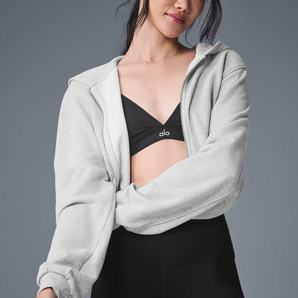 alo Women's Sweet Escape Zip Up Hoodie - Athletic Heather Grey