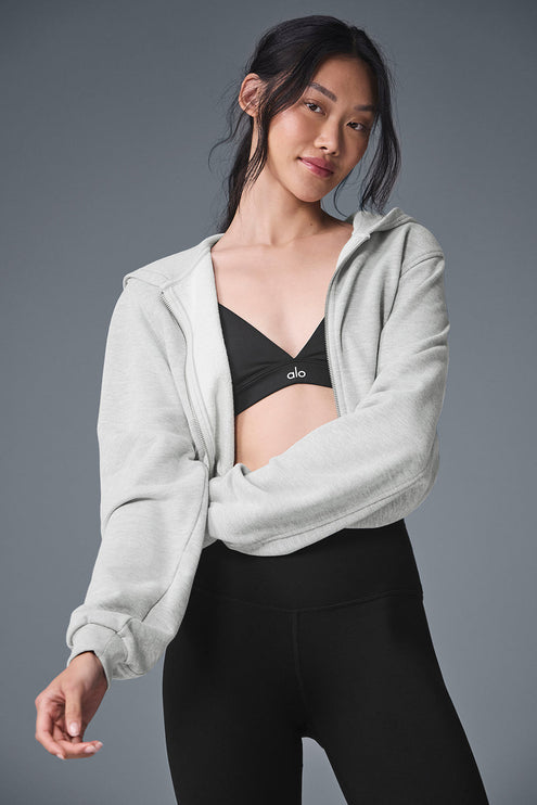 alo Women's Sweet Escape Zip Up Hoodie - Athletic Heather Grey