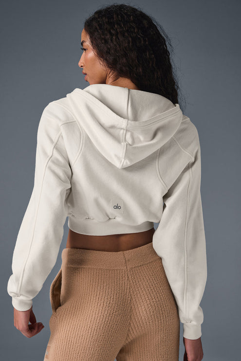 alo Women's Sweet Escape Zip Up Hoodie - Ivory