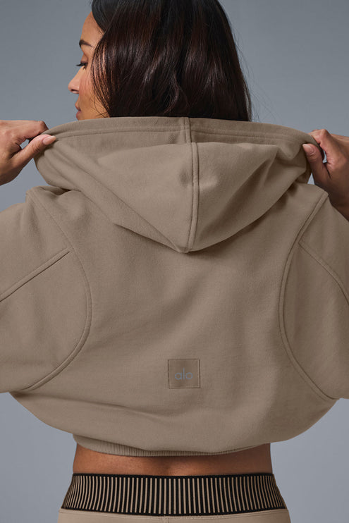 alo Women's Sweet Escape Zip Up Hoodie - Gravel