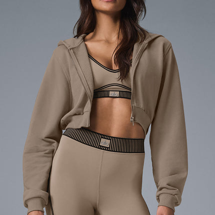 alo Women's Sweet Escape Zip Up Hoodie - Gravel