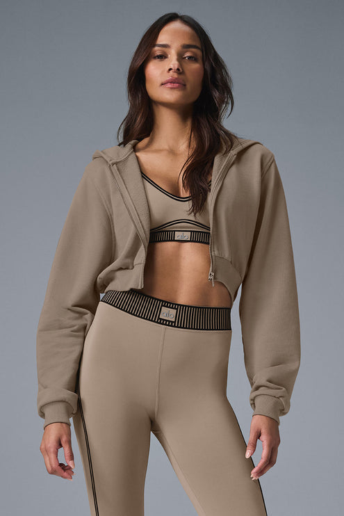 alo Women's Sweet Escape Zip Up Hoodie - Gravel