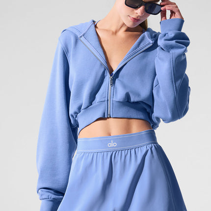 alo Women's Sweet Escape Zip Up Hoodie - Crystal Clear Blue