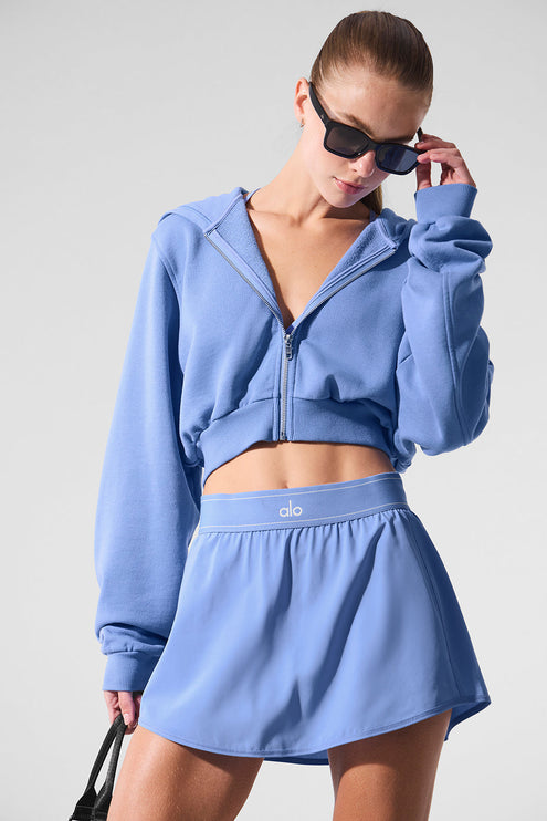alo Women's Sweet Escape Zip Up Hoodie - Crystal Clear Blue