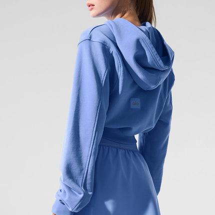 alo Women's Sweet Escape Zip Up Hoodie - Crystal Clear Blue