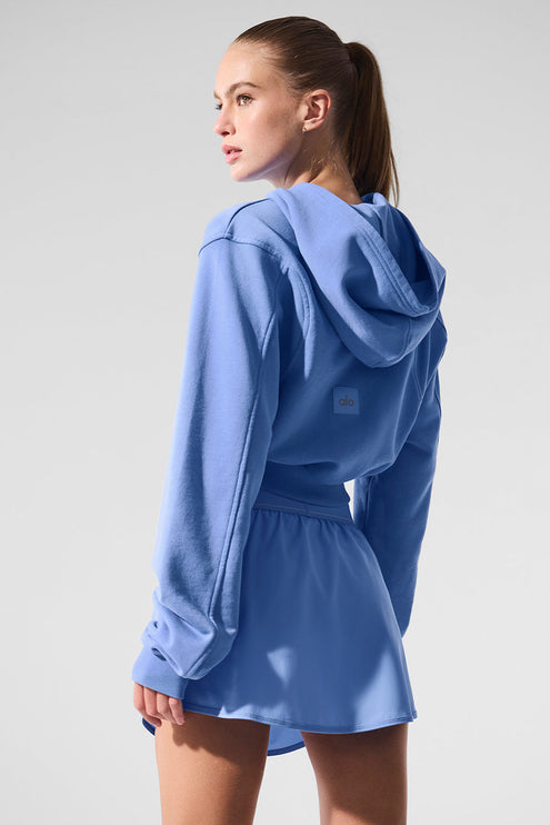 alo Women's Sweet Escape Zip Up Hoodie - Crystal Clear Blue