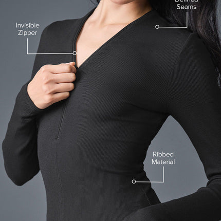 alo Women's Ribbed Mesmerize Long Sleeve - Black
