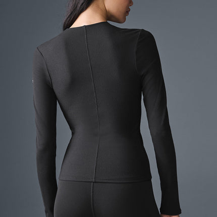 alo Women's Ribbed Mesmerize Long Sleeve - Black