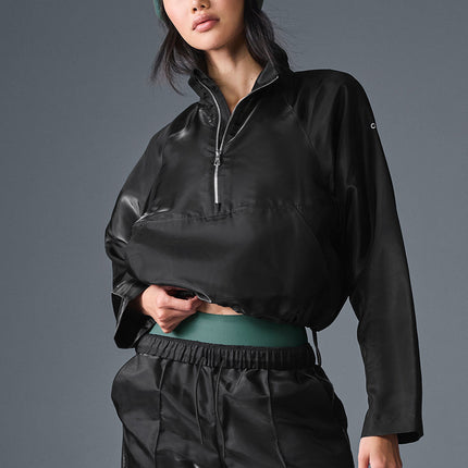 alo Women's Cropped Afterglow Pullover - Black