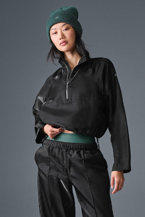 alo Women's Cropped Afterglow Pullover - Black
