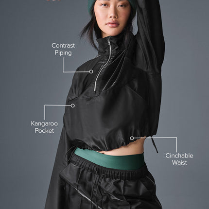 alo Women's Cropped Afterglow Pullover - Black