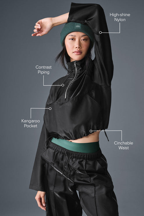 alo Women's Cropped Afterglow Pullover - Black