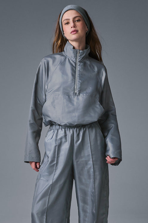 alo Women's Cropped Afterglow Pullover - Steel Grey