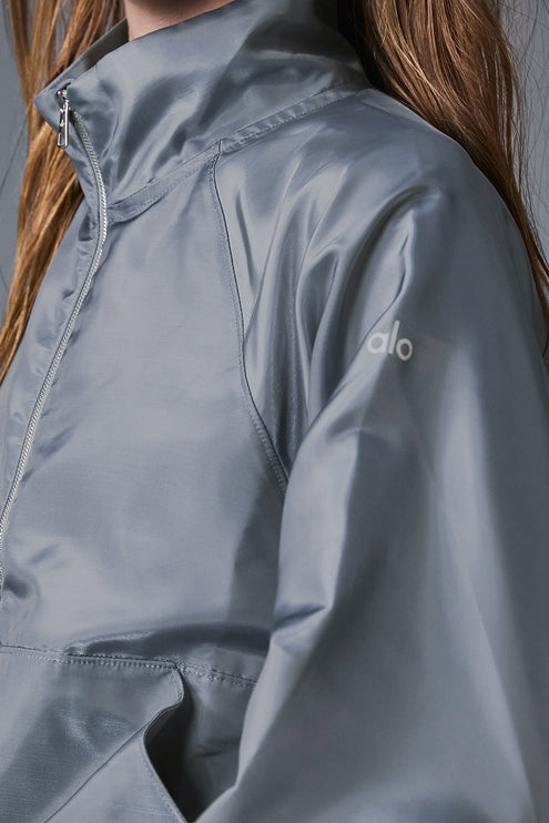 alo Women's Cropped Afterglow Pullover - Steel Grey