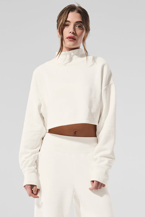 alo Women's Cropped Serenity Coverup - Ivory