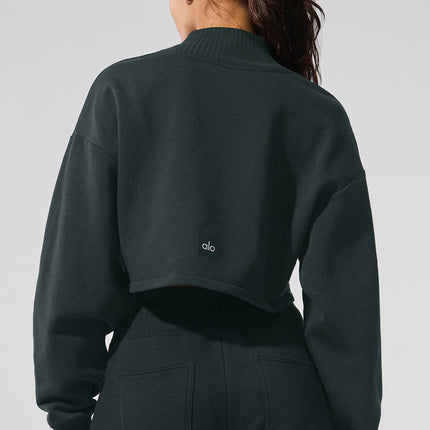 alo Women's Cropped Serenity Coverup - Charcoal Green