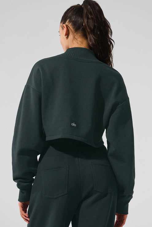 alo Women's Cropped Serenity Coverup - Charcoal Green
