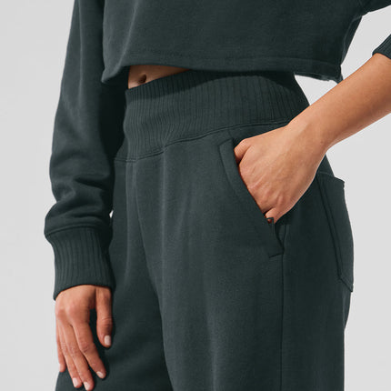 alo Women's Cropped Serenity Coverup - Charcoal Green
