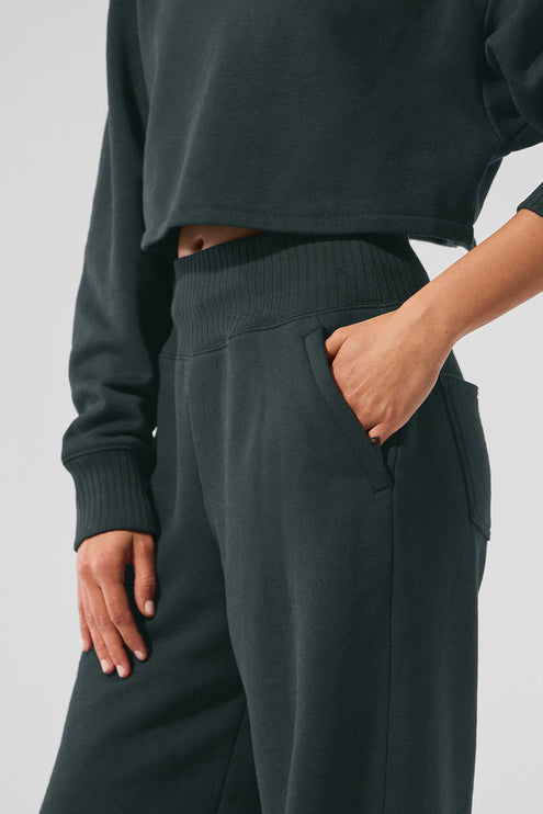 alo Women's Cropped Serenity Coverup - Charcoal Green
