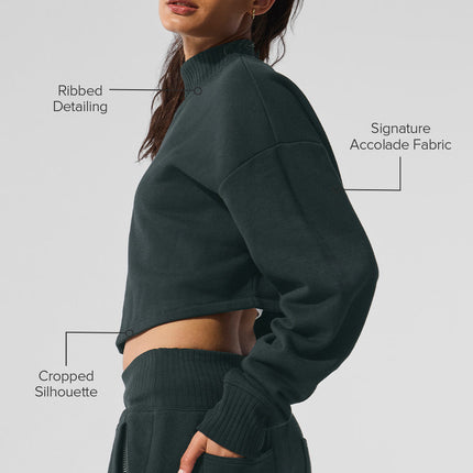 alo Women's Cropped Serenity Coverup - Charcoal Green