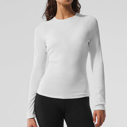 alo Women's Ribbed Modal Long Sleeve - White