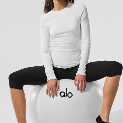 alo Women's Ribbed Modal Long Sleeve - White