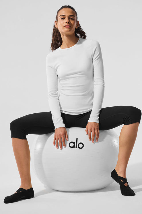 alo Women's Ribbed Modal Long Sleeve - White