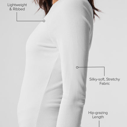 alo Women's Ribbed Modal Long Sleeve - White