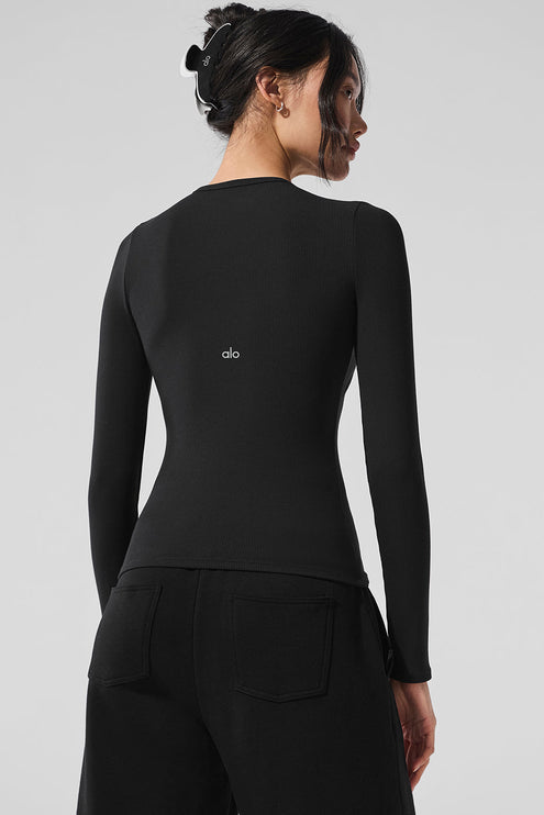 alo Women's Ribbed Modal Long Sleeve - Black